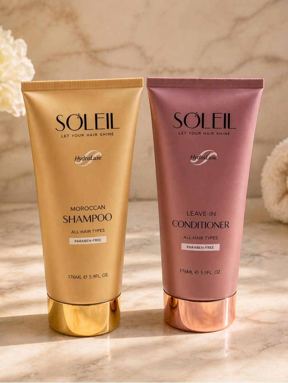 Moroccan Shampoo & Leave-In Conditioner Set - Gold & Rose